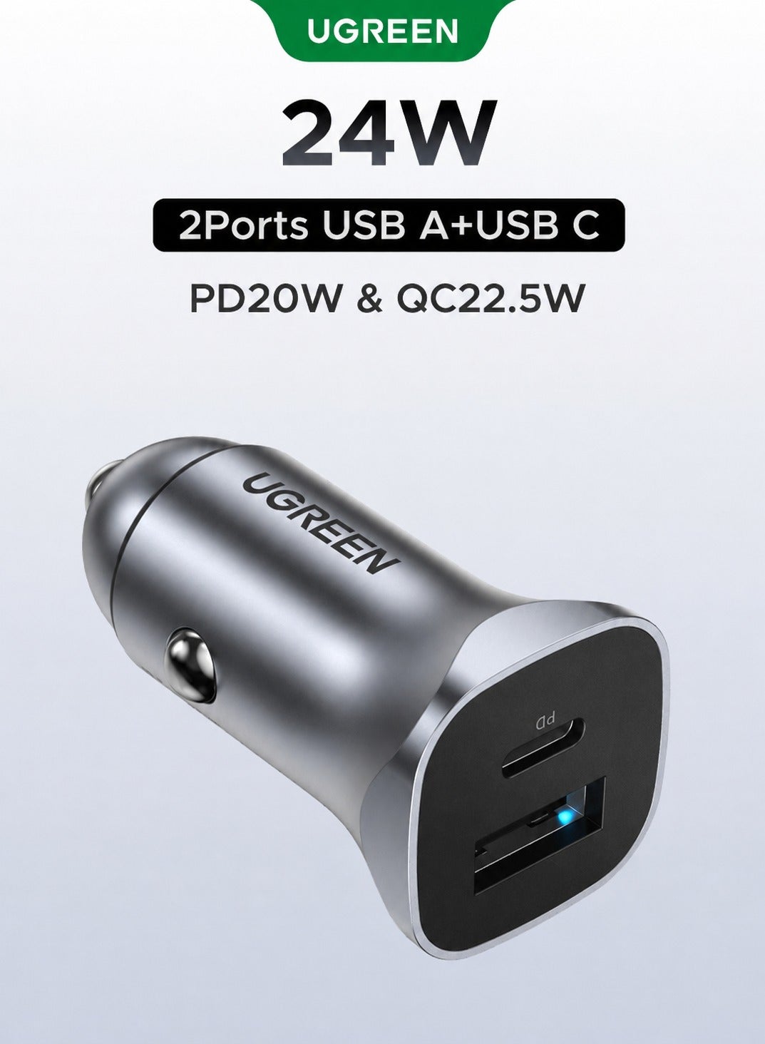 PD 24W Car Charger Fast Charging Dual USB Car Plug Adapter Car Charger Type C Compatible With iPhone 16 15 14 13 12 11 iPad Pro mini 6 Samsung S24 S23 S22 Xiaomi Airpods 4 Apple Watch S10