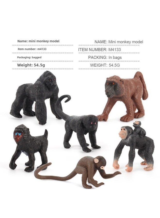 Simulation Wild Animal Model Chimpanzee Back Baby Standing Orangutan Chimpanzee Chimpanzee Zoo Gorilla Ornaments Toy-Color:M4133 Mini Monkey Model 54.5g  - Image 1