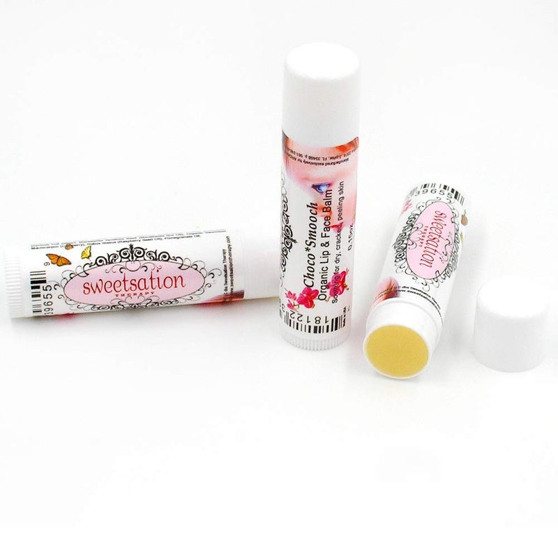 Sweetsation Therapy ChocoSmooch Organic Baby Kids Lip & Face Balm for Dry Cracked Irritated Skin with Argan, Calendula, Avocado & Sea Buckthorn, Set of 3. Skin Soothing, Comforting, Protecting. - Image 3