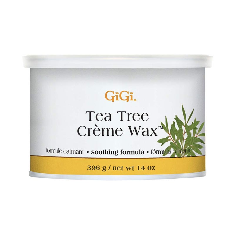 GiGi Tea Tree Crme Wax  Soothing Hair Removal Wax for Sensitive Skin Soft Wax for Face  Body Calming Formula with Tea Tree Oil 14 oz