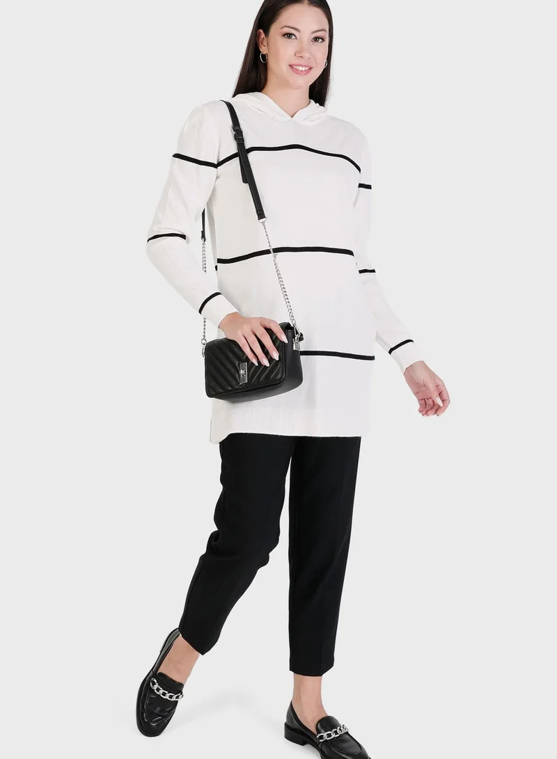 Tavin by Modanisa Strip Detail Hooded Tunic