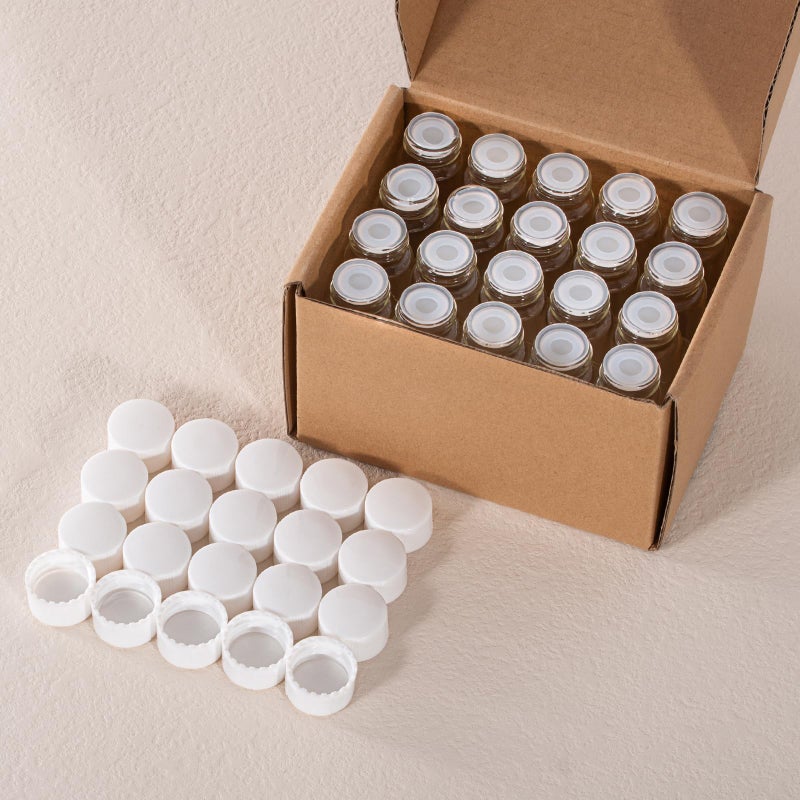 BKMAMLAB 8ml Clear Glass Vial 20pcs with white Screw cap and inner plug 20pcs, leak-proof Glass Bottle Sealed Sample Vials - Image 3