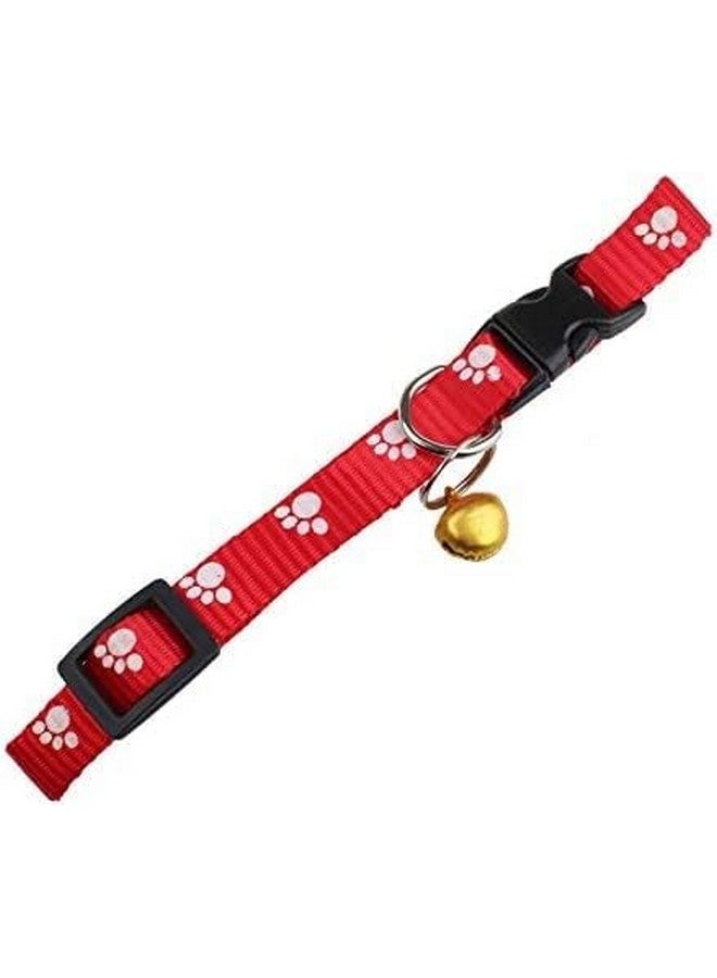 طوق ومقود من النايلون مطبوع عليه مخلب مقاس 10 مم مع مشبك سريع الفك ومجموعة طوق قابلة للتنفس مثالية للجراء والكلاب والقطط (أحمر، مقاس صغير جدًا) - Image 3