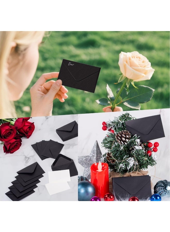 50 Sets Mini Kraft Envelopes and Blank Cards for Gift Certificates, Wedding Invitation Inserts, Eid Thank You Notes and Business Pocket Favors, Durable Black Paper Pack (4x2.75 inch) - Image 5