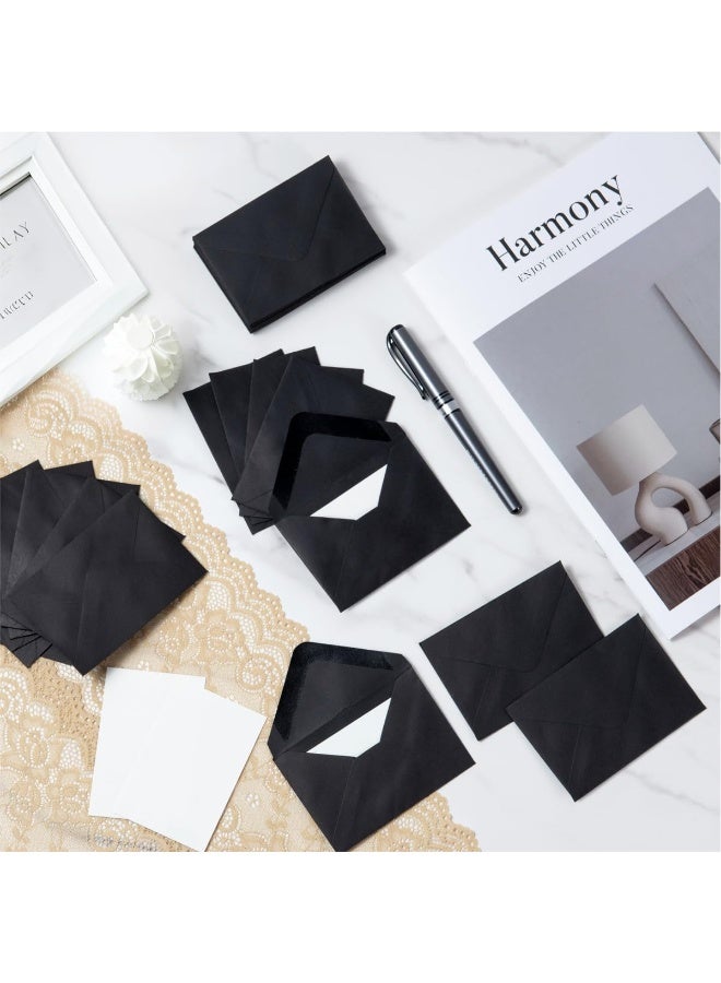 50 Sets Mini Kraft Envelopes and Blank Cards for Gift Certificates, Wedding Invitation Inserts, Eid Thank You Notes and Business Pocket Favors, Durable Black Paper Pack (4x2.75 inch) - Image 4