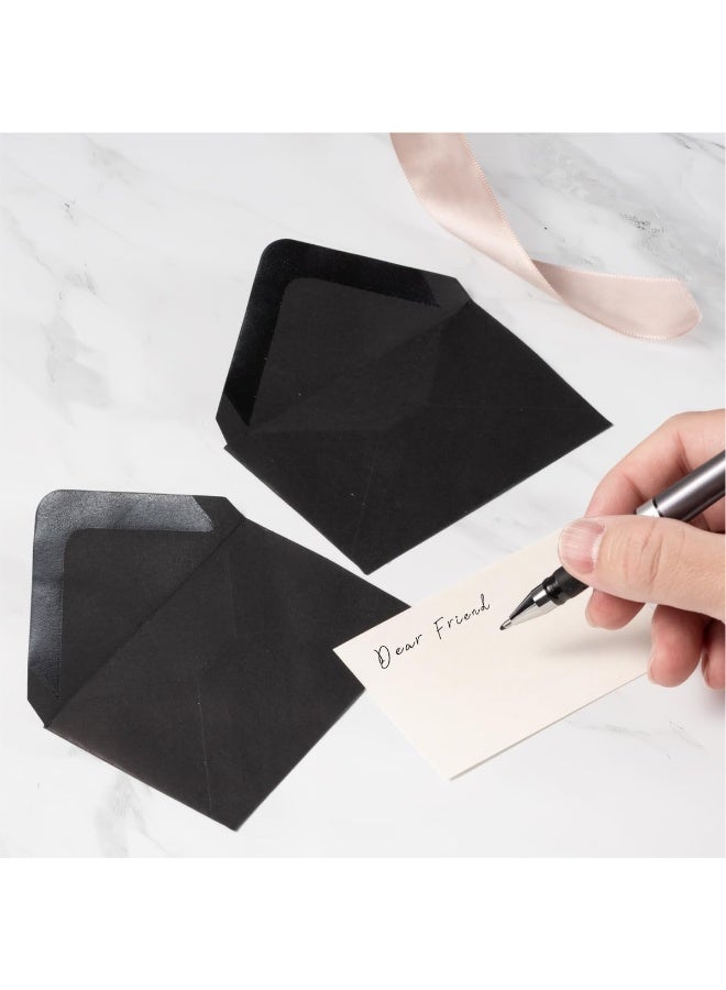 50 Sets Mini Kraft Envelopes and Blank Cards for Gift Certificates, Wedding Invitation Inserts, Eid Thank You Notes and Business Pocket Favors, Durable Black Paper Pack (4x2.75 inch) - Image 2