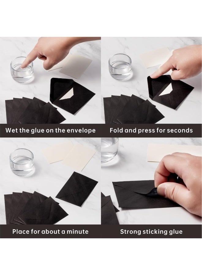 50 Sets Mini Kraft Envelopes and Blank Cards for Gift Certificates, Wedding Invitation Inserts, Eid Thank You Notes and Business Pocket Favors, Durable Black Paper Pack (4x2.75 inch) - Image 3