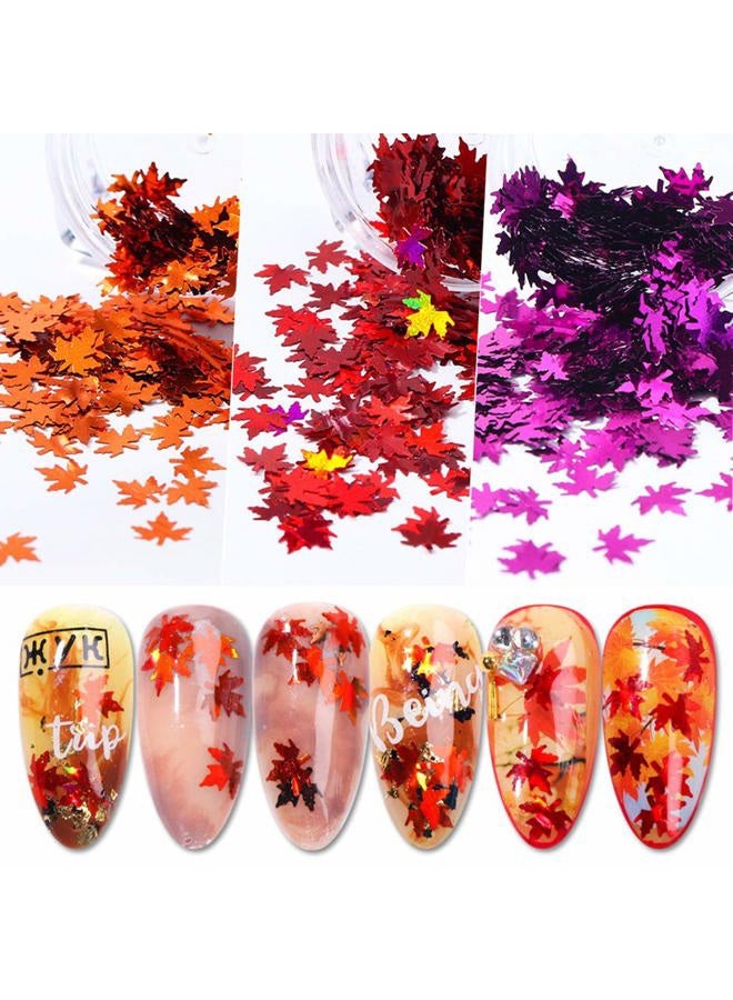 Minejin Nail Art DIY Maple Leaf Sequins Laser Glitters Thin Paillette Flakes Stickers Manicure Tips 12 Boxes - Image 3