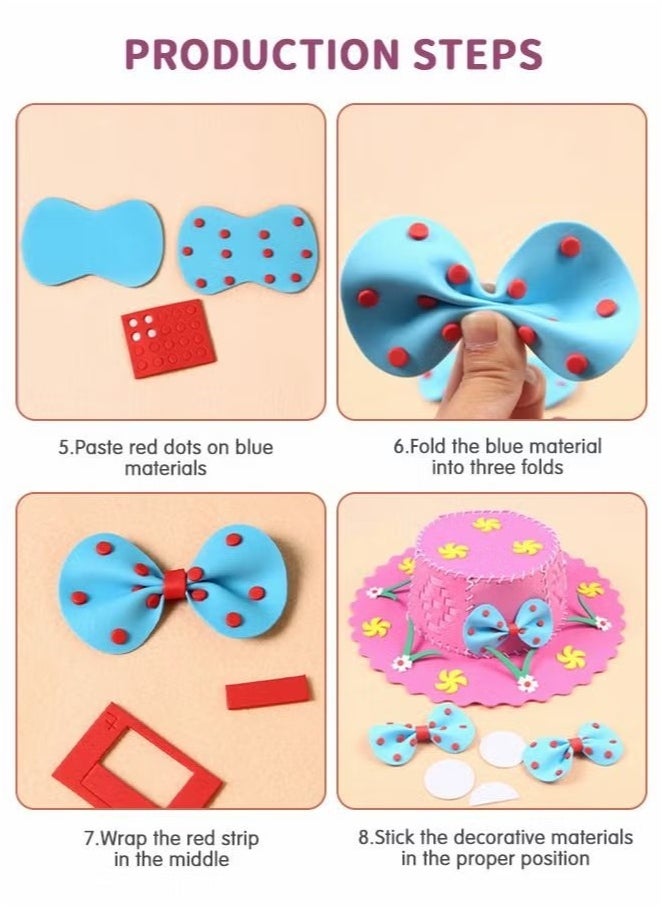 Ailily 4-pack Hat Kit, Diy Hand Knitted Hats, Sewing Kits for Kids Educational Toys, Handcraft Material Packs, Sewing Crafts for Kids  - Image 3