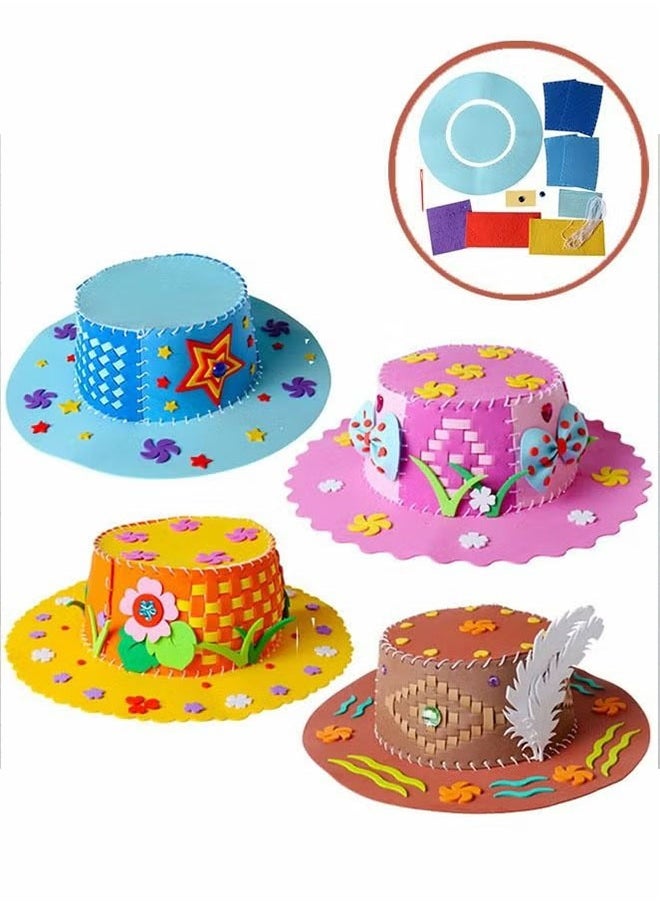 Ailily 4-pack Hat Kit, Diy Hand Knitted Hats, Sewing Kits for Kids Educational Toys, Handcraft Material Packs, Sewing Crafts for Kids  - Image 1