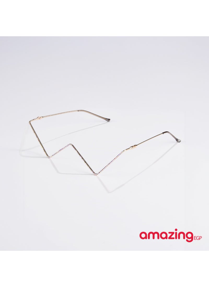 amazing.EGP Women's glasses, a one-piece women's eyeglass frame decorated with rhinestones in an irregular W-shape  - Image 4