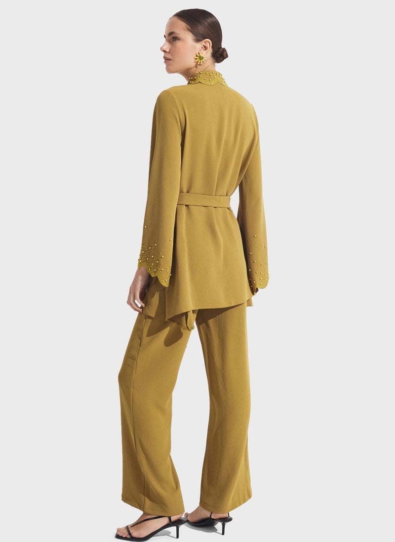 جون طقم قميص وسروال بحزام مزين - Image 2