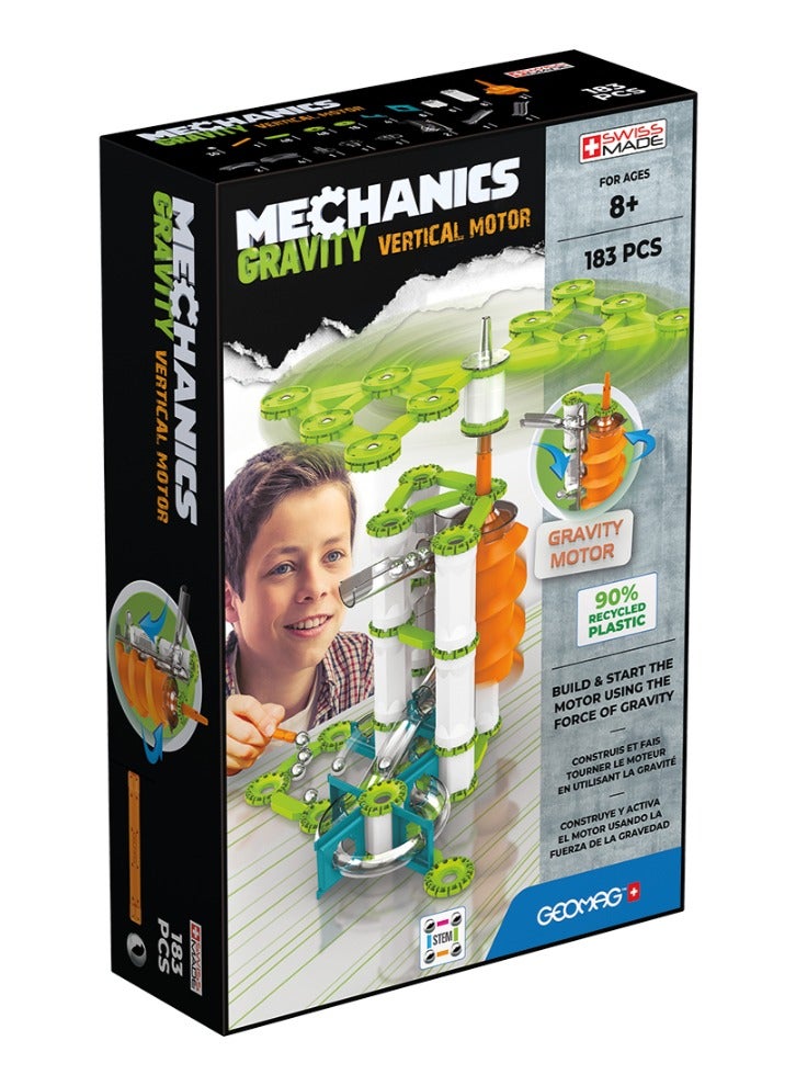GEOMAG Geomag - Mechanics Gravity Vertical Motor Educational And Creative Game For Children Magnetic Building Blocks, Motors With Recycled Plastic Set Of 183 Pieces - Image 1