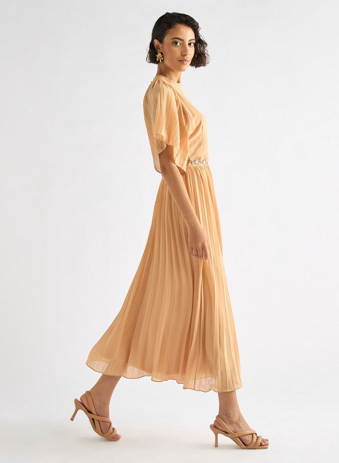 سبلاش فيڤ فستان طويل بكسرات وأكمام منفوخة - Image 2