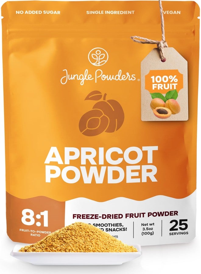 Jungle Powders Apricot Powder 3.5 Ounce Powdered Freeze Dried Apricot Fruit Smoothie No Sugar Added Additive and Filler Free Dehydrated Apricots Extract For Baking & Flavoring No Apricot Seeds Kernels - Image 1