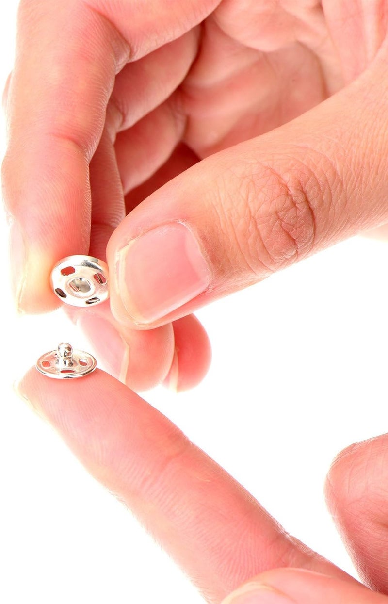 Sumind 100 مجموعة من أزرار الضغط المعدنية للخياطة، باللونين الأسود والفضي (10 مم) - Image 3