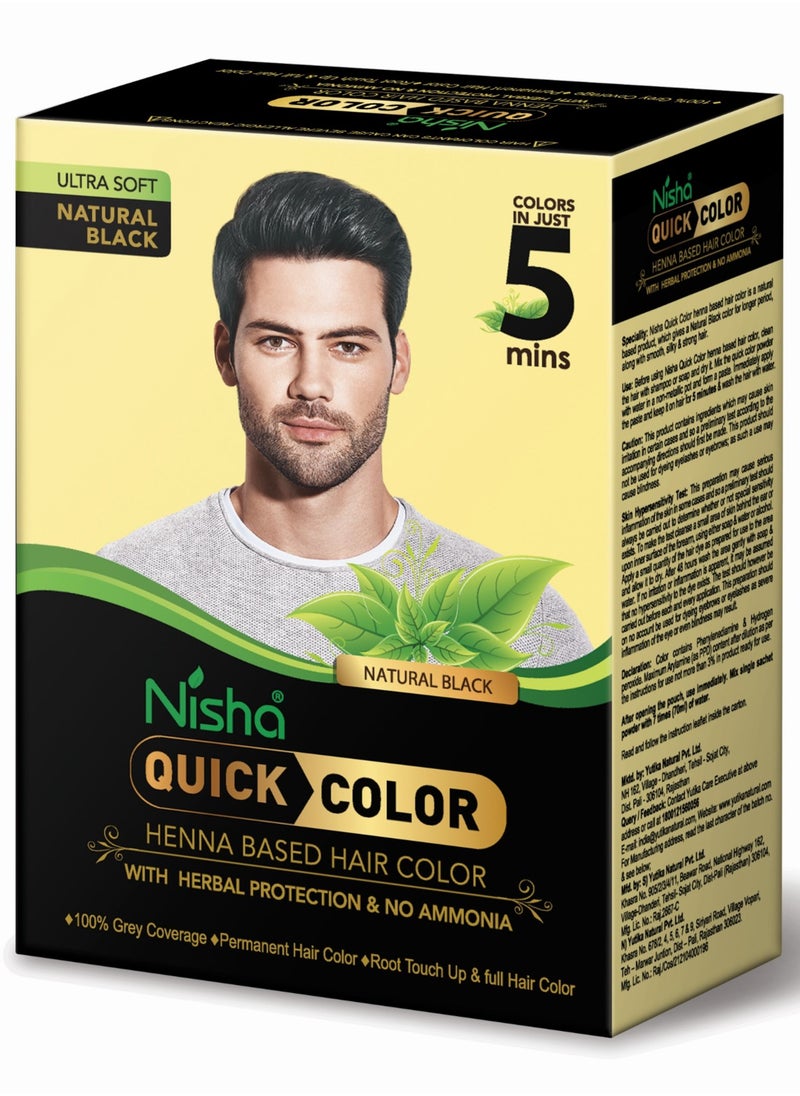 Nisha - Henna Hair Color Dye in 5 Minutes, Permanent Black Hair Dye Color, 100% Grey Coverage, Natural Black, 60gm - Image 1