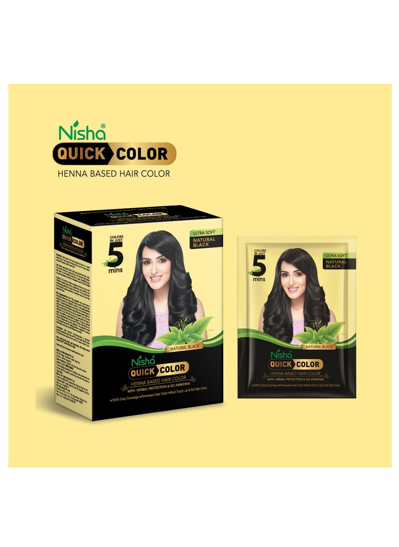 Nisha - Henna Hair Color Dye in 5 Minutes, Permanent Black Hair Dye Color, 100% Grey Coverage, Natural Black, 60gm - Image 1