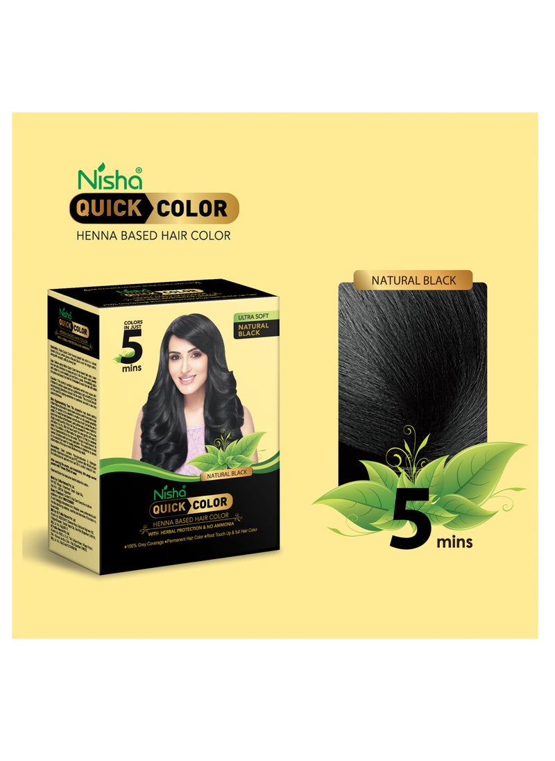 Nisha - Henna Hair Color Dye in 5 Minutes, Permanent Black Hair Dye Color, 100% Grey Coverage, Natural Black, 60gm - Image 1