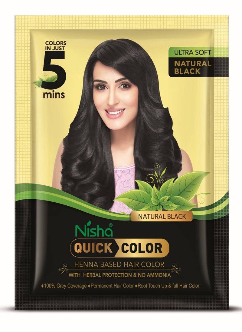 Nisha - Henna Hair Color Dye in 5 Minutes, Permanent Black Hair Dye Color, 100% Grey Coverage, Natural Black, 60gm - Image 1