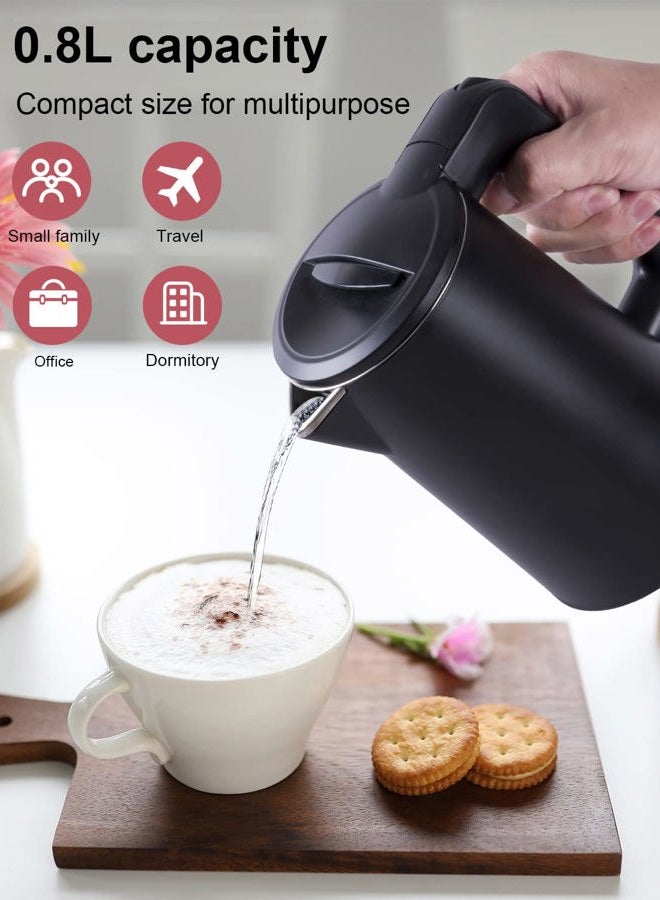 WTJMOV 0.8L Electric Kettle Stainless Steel, 800 Watts Small Electric Kettle 27 Ounce Fast Boil Auto Shut-off, Portable Water Boiler for Small Kitchen, Business Trip and More - Image 2