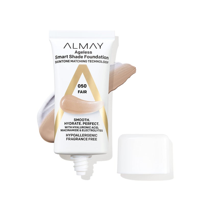 Almay Anti-Aging Foundation, Smart Shade Face Makeup with Hyaluronic Acid, Niacinamide, Vitamin C & E, Hypoallergenic-Fragrance Free, 050 Fair, 1 Fl Oz (Pack of 1) - Image 1