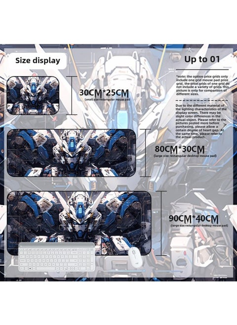Mouse Pad Oversized Gundam Computer Keyboard Pad Cartoon Game Mouse Pad Boys E-sports Computer Thickened Desk Pad-Color:900*400*4mm-Pattern:Up To 01