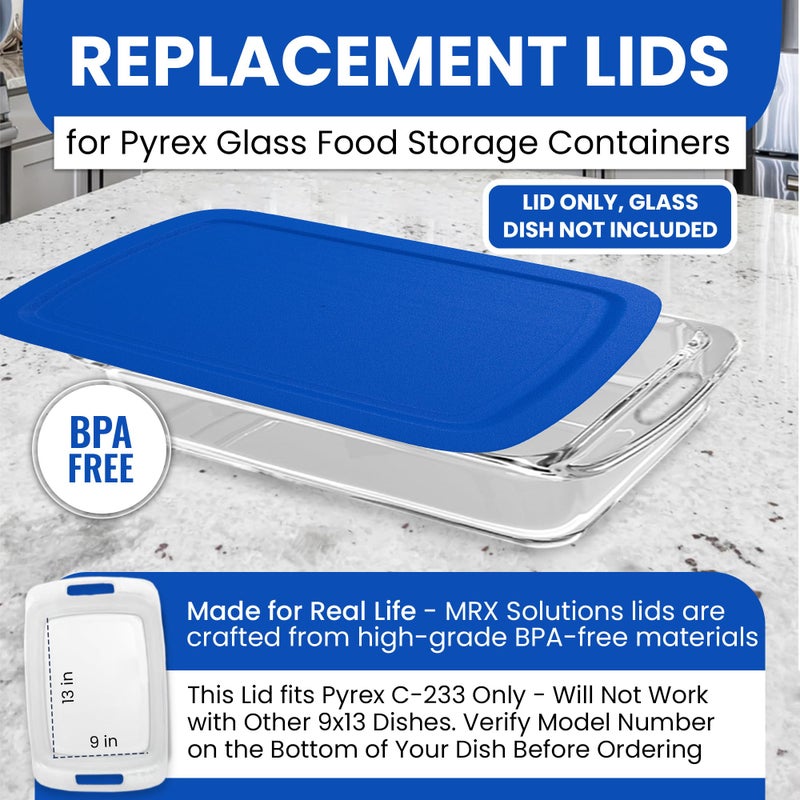 MRX Solutions Replacement Lid fits Pyrex 9x13 C233 Easy Grab Glass Casserole Baking Dish Container with Cut-Out Handles, for 3-Quart Model C-233-PC (Blue) - Image 5