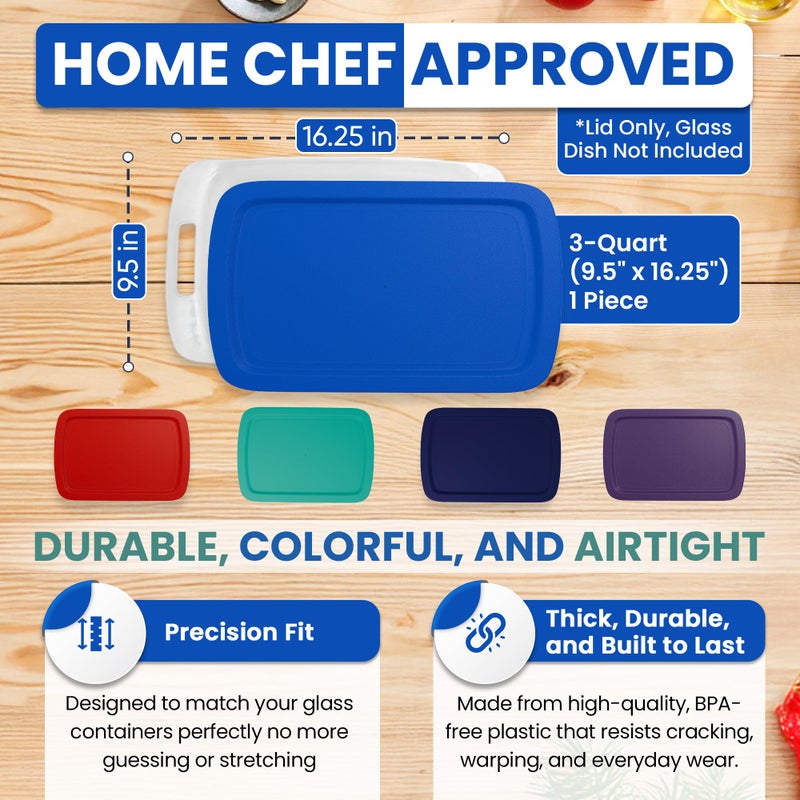 MRX Solutions Replacement Lid fits Pyrex 9x13 C233 Easy Grab Glass Casserole Baking Dish Container with Cut-Out Handles, for 3-Quart Model C-233-PC (Blue) - Image 3