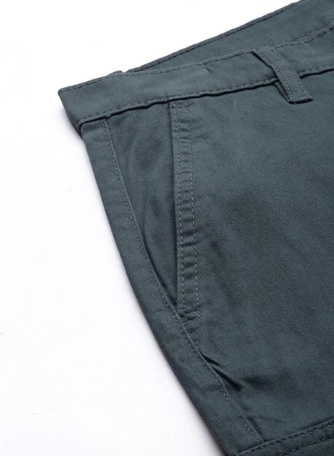 The Indian Garage Co  Men Grey Solid Slim Fit Cargo Pants for Men | Best Price UAE