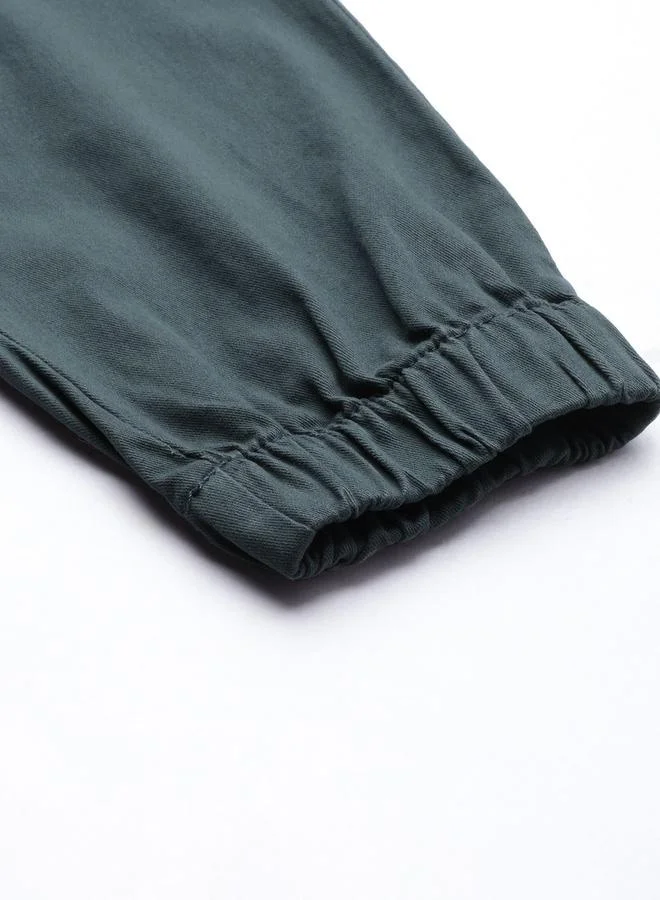 The Indian Garage Co  Men Grey Solid Slim Fit Cargo Pants for Men | Best Price UAE