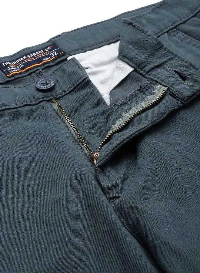 The Indian Garage Co  Men Grey Solid Slim Fit Cargo Pants for Men | Best Price UAE