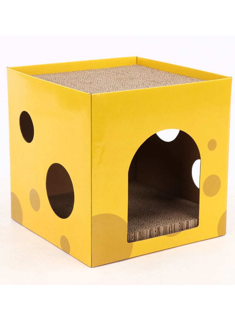 Generic - Cheese Box Cat Scratching Board Corrugated Paper Two Layers Cat Claw Board Claw Grinder Cat Toys - Image 1