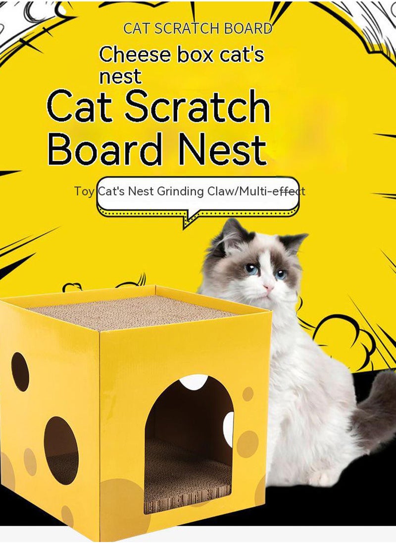 Generic - Cheese Box Cat Scratching Board Corrugated Paper Two Layers Cat Claw Board Claw Grinder Cat Toys - Image 1