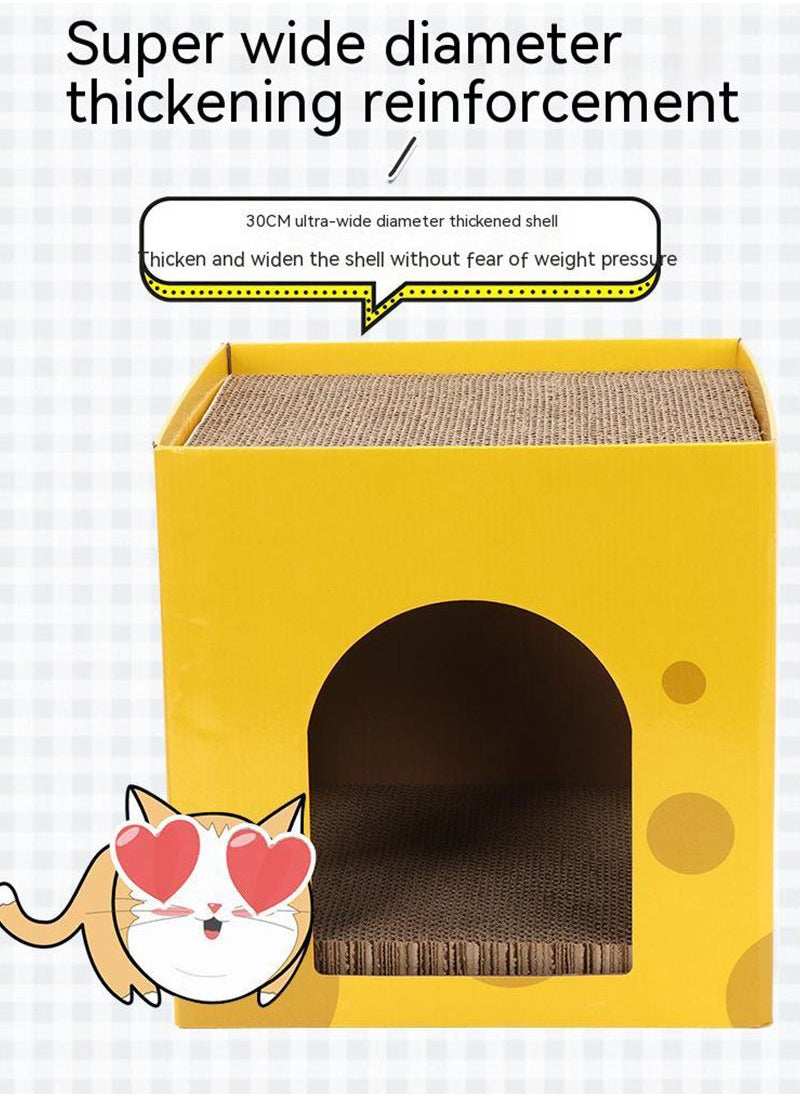 Generic - Cheese Box Cat Scratching Board Corrugated Paper Two Layers Cat Claw Board Claw Grinder Cat Toys - Image 1