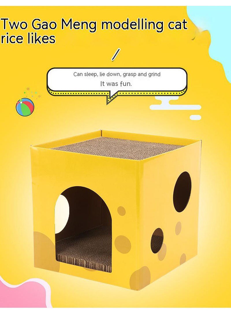 Generic - Cheese Box Cat Scratching Board Corrugated Paper Two Layers Cat Claw Board Claw Grinder Cat Toys - Image 1