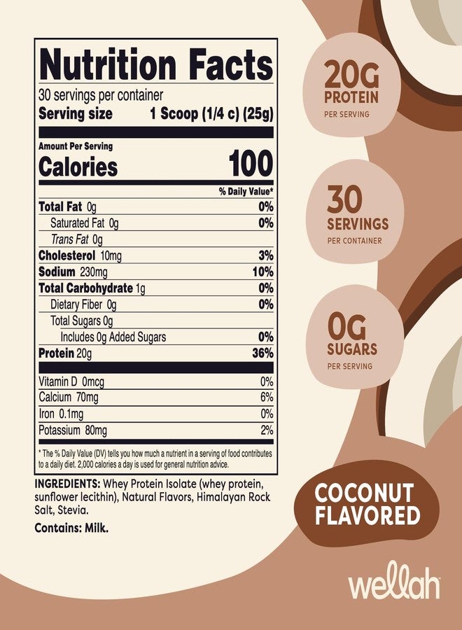 Wellah Protein Your Whey (30 Servings, Coconut Flavored) - Whey Protein Isolate Protein - Image 2