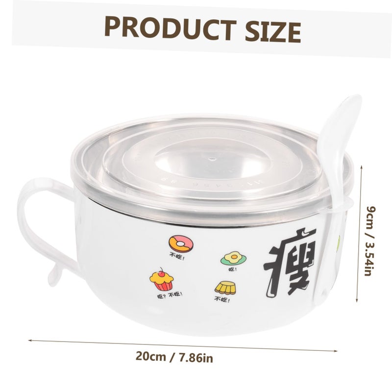 Stainless Steel Insulated Ramen Bowl With Lid Cartoon Design Large Non Slip Soup Noodle Bowl - Image 3