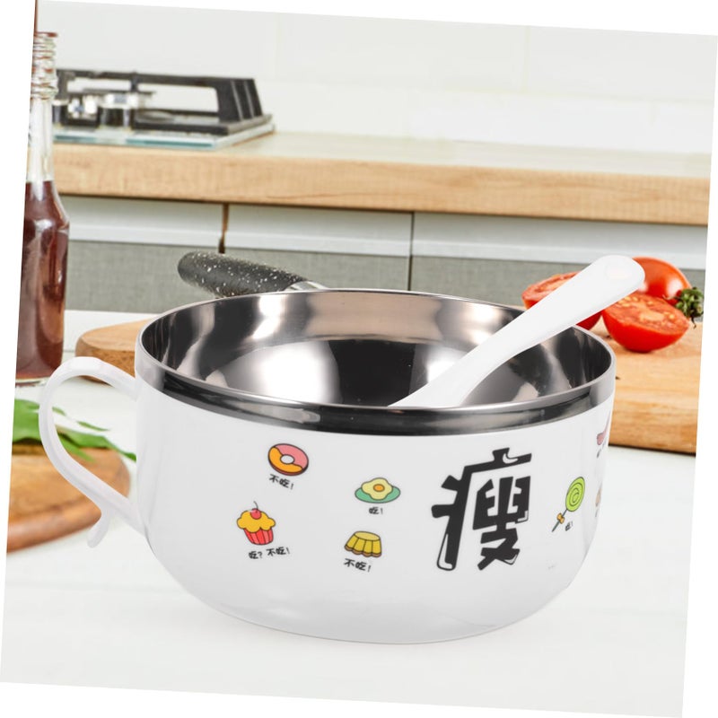 Stainless Steel Insulated Ramen Bowl With Lid Cartoon Design Large Non Slip Soup Noodle Bowl - Image 4