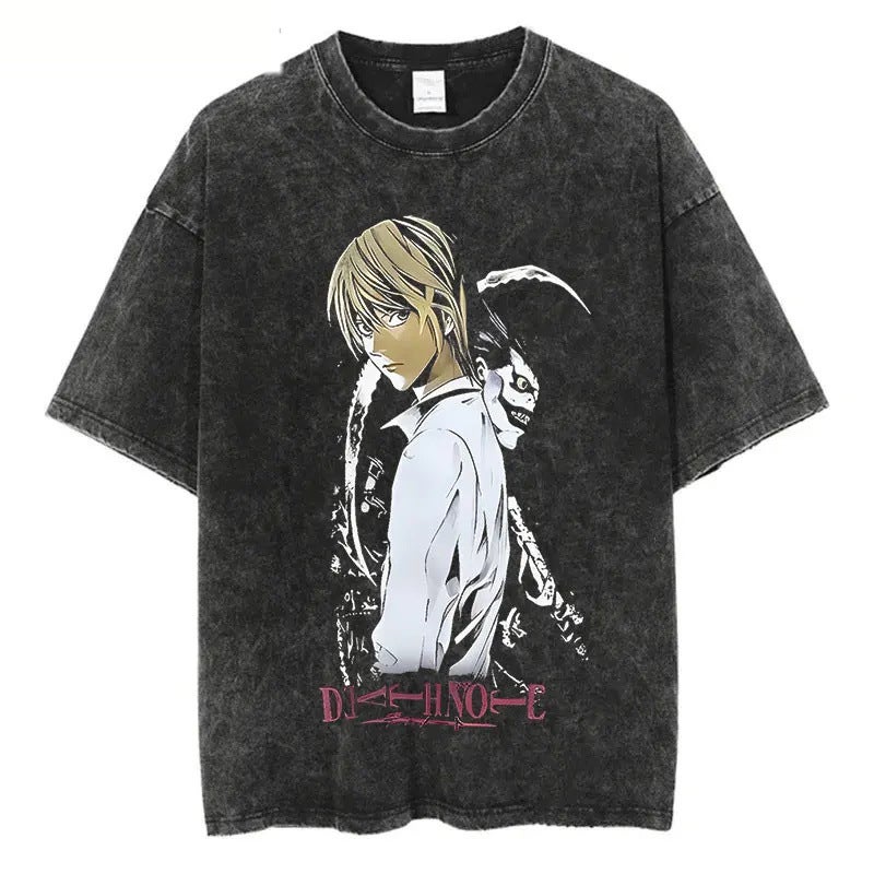 Independent Station Death Note Printed Animation Oversize High Street Washed Short-Sleeved T-Shirt - Image 1