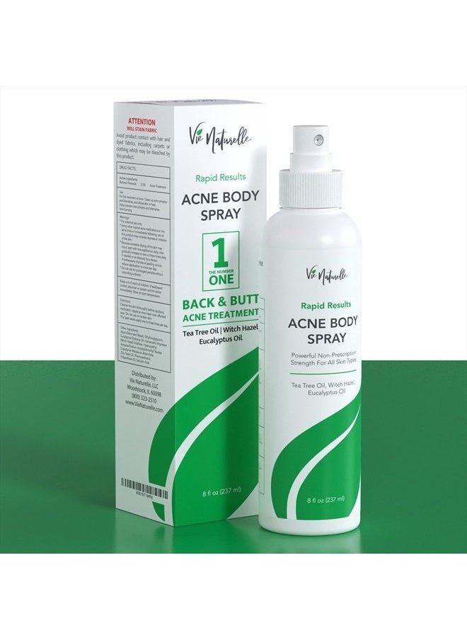 Vie Naturelle Face, Body Acne Spray with Benzoyl Peroxide - Salicylic Acid - Butt, Back Acne Treatment - Cystic Hormonal Acne Treatment, Body, Chest Spray with Tea Tree Oil - for Men, Women, Teens - Acne Body Spray  - Image 1