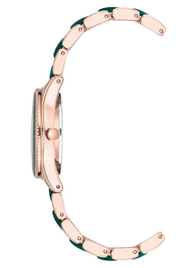 ANNE KLEIN Women's Resin Bracelet 30mm Green Rose Gold Watch AK3212GNRG  - Image 3