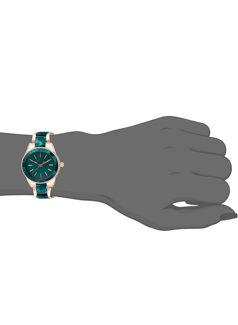 ANNE KLEIN Women's Resin Bracelet 30mm Green Rose Gold Watch AK3212GNRG  - Image 5