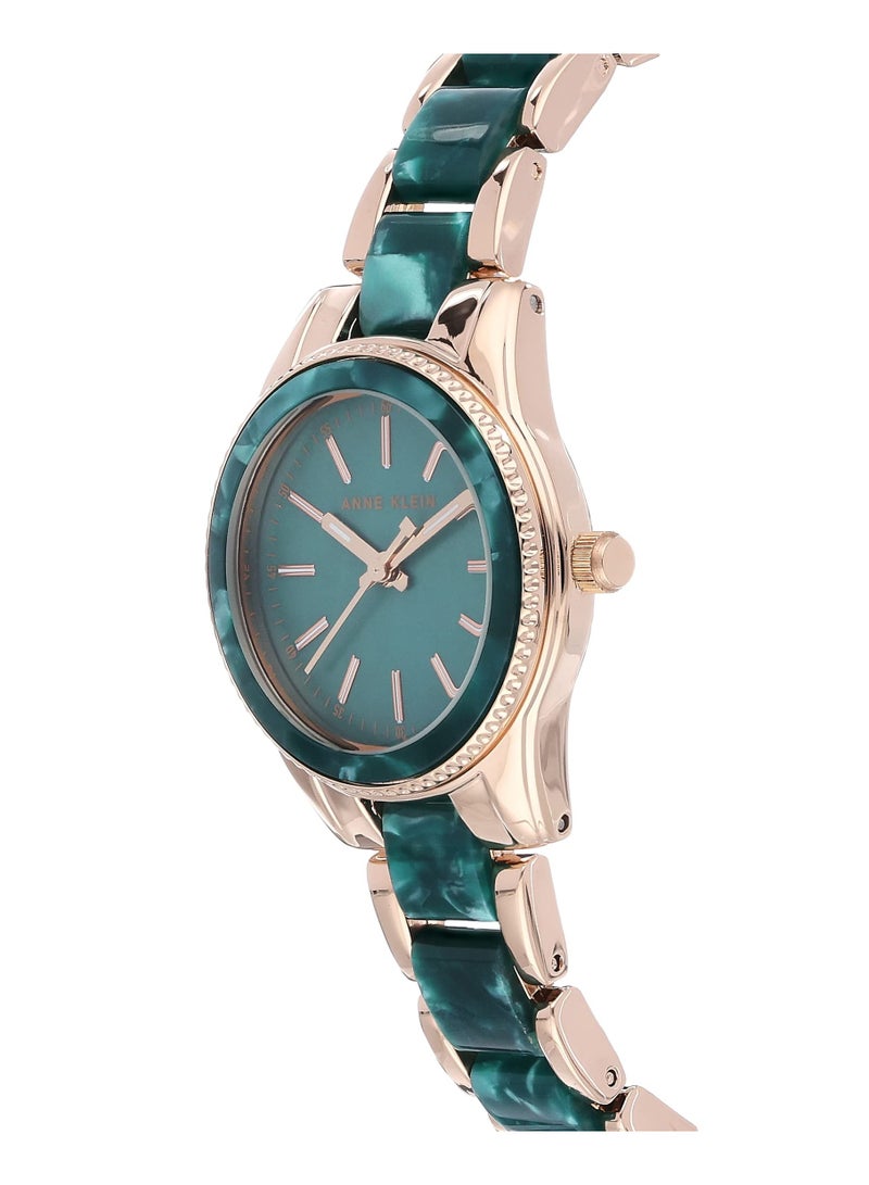 ANNE KLEIN Women's Resin Bracelet 30mm Green Rose Gold Watch AK3212GNRG  - Image 2