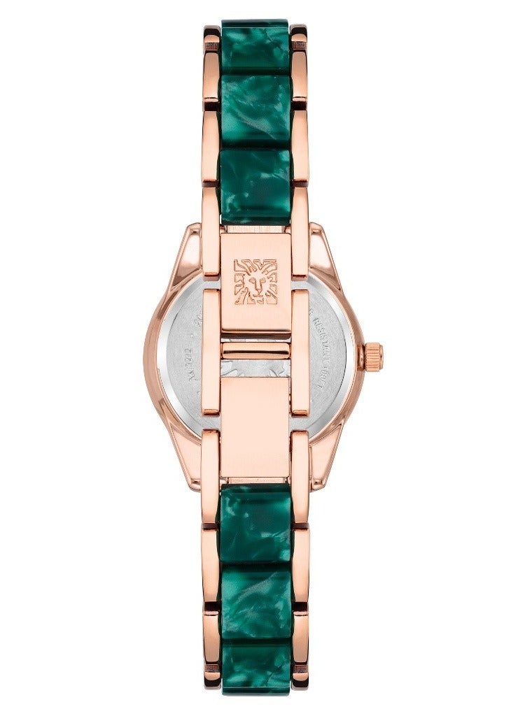 ANNE KLEIN Women's Resin Bracelet 30mm Green Rose Gold Watch AK3212GNRG  - Image 4