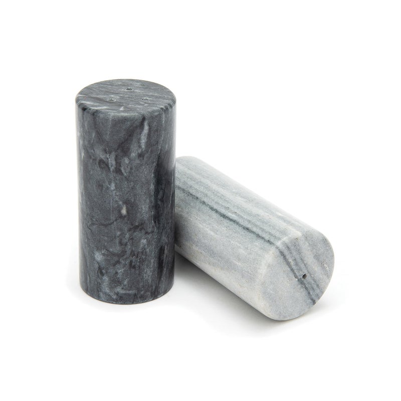 Fox Run White and Black Marble Salt and Pepper Shaker Set, Set of 2 (White/Black) - Image 1