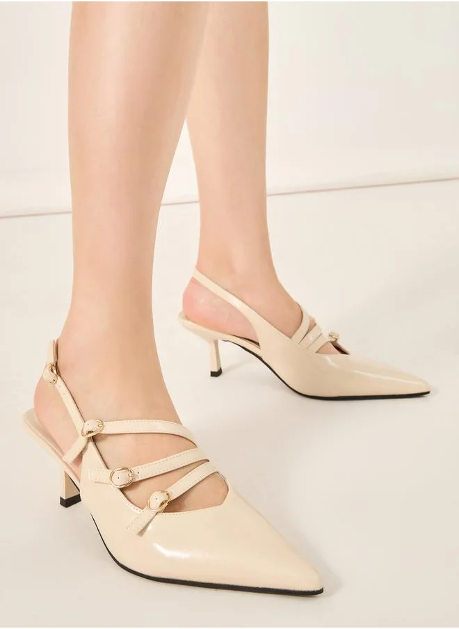 Styli Slingback Strappy Pointed Toe Pumps