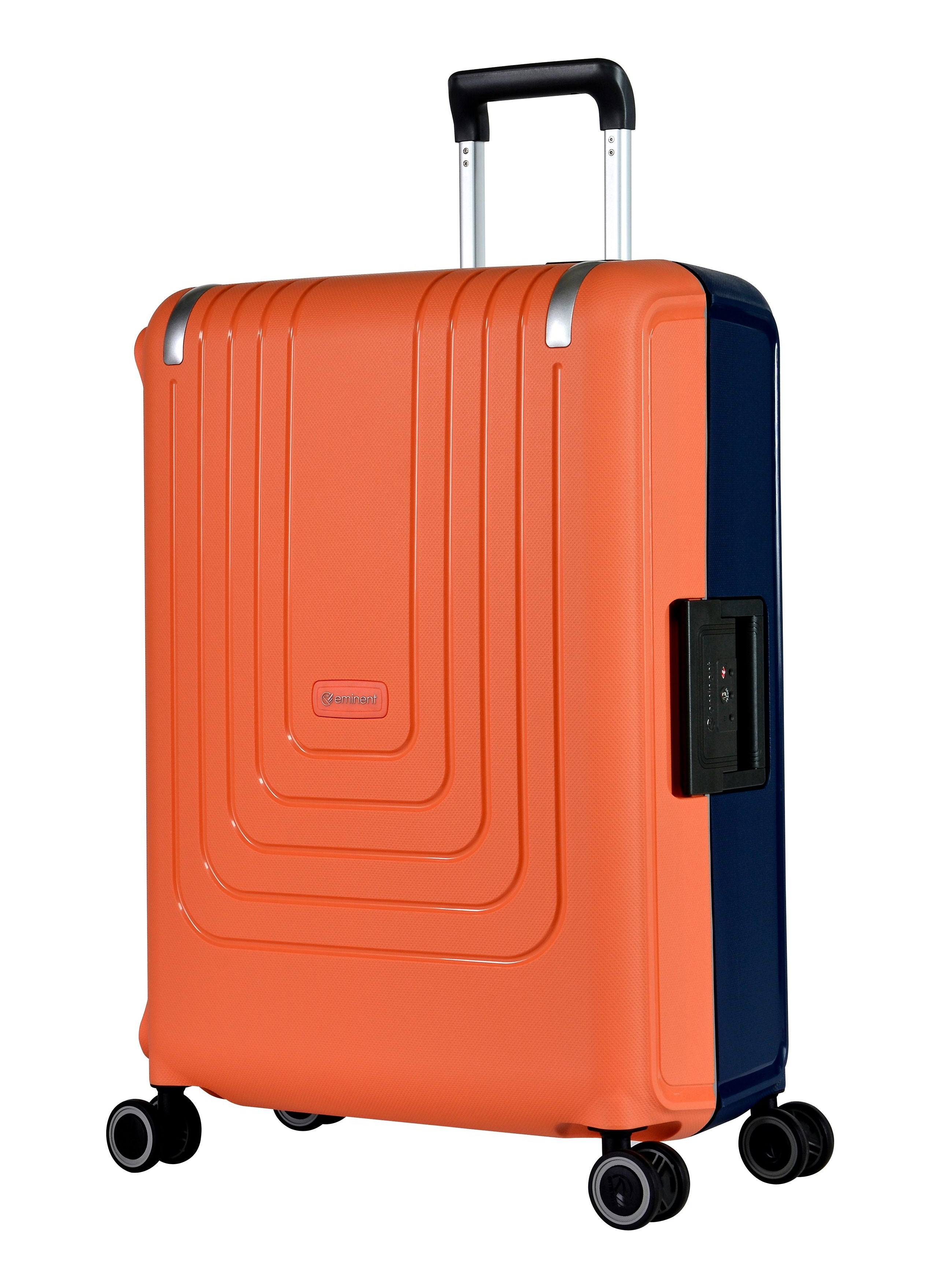 eminent Vertica Hard Case Luggage Trolley Polypropylene Lightweight 4 Quiet Double Spinner Wheels With Tsa Lock B0006M DarkBlue Orange 