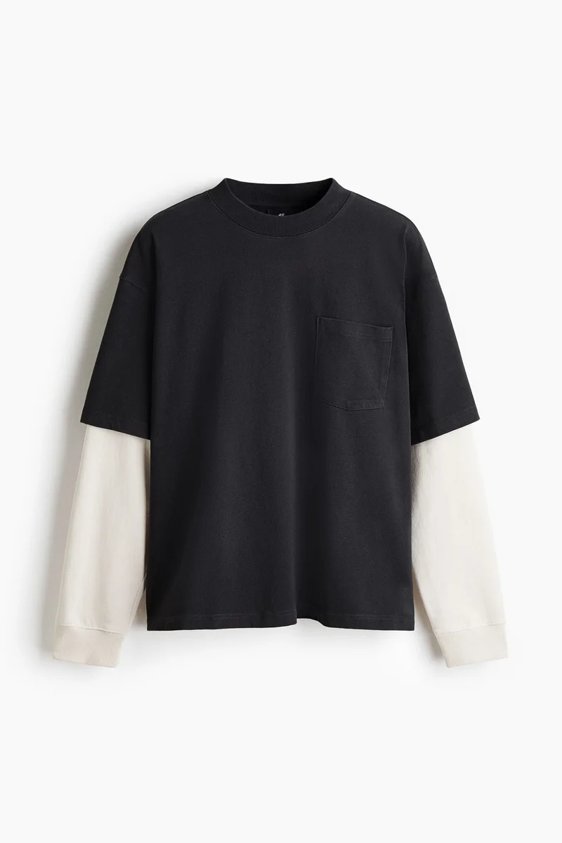 H&M  Oversized Fit Layered cotton top for Men | Best Price UAE