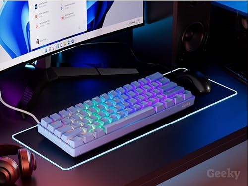 Geeky GK61 60% | Hot Swappable Mechanical Gaming Keyboard | 61 Keys Multi Color RGB LED Backlit for PC/Mac Gamer | ANSI US American Layout (Blue, Mechanical Speed Yellow) - Image 4